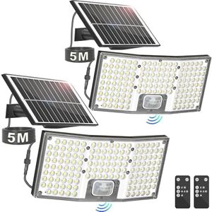 Solar Outdoor Lights Motion Sensor, 292 LED Solar Flood Lights with Remote, 4000LM Dusk to Dawn Solar Security Lights Separate Panel, 3 Modes/IP65/16.4FT Cable Solar Lighting for Outside Yard Garage