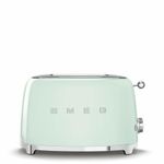 Smeg Toaster, 2 Wide Slot, Original Italian Brand, Patented Smeg Color, Auto Center for Even Browning, Smart Crumb Tray Drawer, Multi-Use: Defrost, Reheat & Bagel, 6 Toast Level, 950W (Pastel Green)