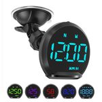 KAOLALI Car HUD Head Up Display, 2.2" Universal Digital GPS Smart Speedometer KMH & MPH with Suction Cup Bracket Clock OverSpeed Alarm Voltmeter Warning, Multiple Colors LED Display for All Cars