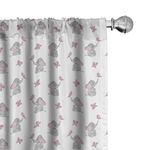 Ambesonne Animal Cartoon Curtains, Playing Butterflies Design Pattern, Window Treatments 2 Panel Set for Living Room Bedroom, Pair of - 28" x 95", Pink Grey