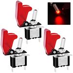 Twidec/3Pcs Rocker Toggle Switch 12V 20A Heavy Duty Racing Car Automative Auto SPST ON/OFF Toggle Switch Red LED Illuminated 3Pin With Red Waterproof Safety Cover ASW-07DRRMZ