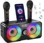 Karaoke Machine for Adults Kids with 2 UHF Wireless Microphones,Portable Bluetooth Singing PA Speaker System with LED Lights for Home Party,Outdoor/Indoor/Wedding,Church,Picnic,Birthday Gifts.