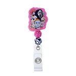 Halloween Fall Boys Retractable Badge Reel, Funny Ghost Skull Flower ID Clip Name Tag Card Gift for Student Nurses Teacher Office Alligator Clip