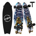 Baybee 28 Inch Skateboard for Kids Adults with 7 Layer Maple Wood Deck & PU Wheels | Double Kick Concave Skating Board for Learners | Skate Board for Adults/Teens/Kids Boys Girls 8+Years (Bass)