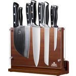 ENOKING Large Magnetic Knife Block with Acrylic Shield 31 x 23.5cm, Double Side Transparent Protection Magnetic Knife Holder Without Knives, Acacia Wooden Knife Storage