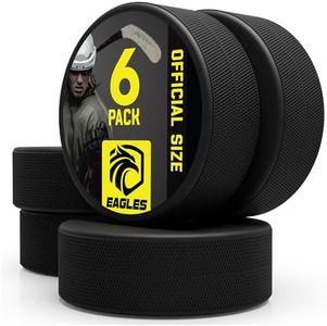 EAGLES Ice Hockey Pucks | High Grade Pucks - 4/6 Pcs Official Regulation Weight & Size for Practice & Classic Training - 6oz Diameter 3" Thickness 1" Black Hockey Puck | Roller Hockey (6)