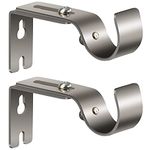 SANDEGOO Adjustable Brackets for Curtain Rod, 1” Heavy Duty Curtain Rod Holder Set of 2 for Bedroom Living Room Kitchen (2PCS, Silver)