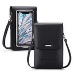 Small Crossbody Cell Phone Purse Wallet for Women, Clear Window Touch Screen Shoulder Bag Card Holder(Black)