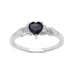 The Sapphire Ring Collection: 9ct White Gold Small Heart Shaped Sapphire with Diamond Set Shoulders Engagement Ring, Valentines Day (Size R)