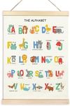 TAEDIN Alphabet Poster Hanger Frame, Nursery Wall Decor, ABC Banner Poster Animals Wooden Canvas Artwork Print Hanging Sign for Nursery Preschool Playroom Toddler Kids Room Decor 12X16