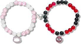 Super Softener Magnetic Bracelets 2Pcs Love Heart Matching Spidermen Combo Beads Bracelet Set Adjustable Bracelets For Men Women Couples Friends Gift Friendship - (Pack Of 2)