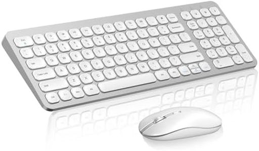 Wireless Keyboard Mouse Combo, cimetech Compact Full Size Wireless Keyboard and Mouse Set Less Noise Keys 2.4G Ultra-Thin Sleek Design for Windows, Computer, PC, Notebook, Laptop