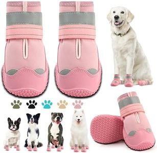 Dog Boots for Large Dogs, Medium Dog Boots & Paw Protectors for Hardwood Floors, Outdoor Dog Booties for Hot Pavement Winter Snow Hiking, Dog Shoes with Reflective Strips