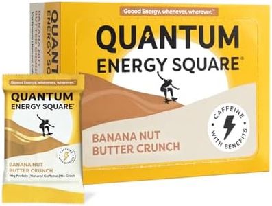 Quantum Energy Squares - with Caffeine & 10g Protein - Healthy Snack On the Go, Vegan, Gluten, Soy & Dairy-Free - Peanut Butter Dark Chocolate 1.69oz