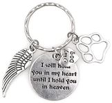 I Will Hold You in My Heart Until I Hold You in Heaven Angel Wing Pet Puppy Paw I Love My Dog Keychain 114P