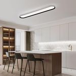 Naroume Metal LED Ceiling Light,Slim, Edge Lit - 65W Full Spectrum Linear Ceiling Lamps,6500K Cool White Modern Ultra Thin Low Profile Light Fixture for Kitchen, Home & Office Hallway (Black,120CM)