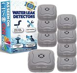 8 Pack Water Leak Detector - 95 Db Flood Detection Alarm Sensor for Bathrooms, Basements, and Kitchens by Mindful Design (Grey)