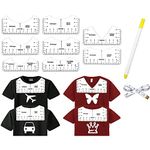 BDHI 8pcs T-Shirt Rule Guide Alignment Tools Set V-Neck Tool with Size Chart 1 Ruler and Faded Pen Included for HTV Vinyl Heat Press Craft Shirts Design Helper(Y23-8), White