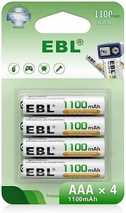 EBL 1.2V AAA Batterie Ricaricabili Durature, Pile Ricaricabili da 1100mAh Ni-MH con 1200 Tech, Confezione da 4 pezzi