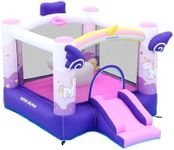 INFLATEFLY Unicorn Bounce House with Slide, Basketball Hoop for Kids 3-12, Inflatable Jumping Bouncy Castle for Outdoor & Indoor, Includes Blower