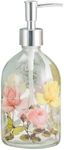 Glass Soap Pump Dispenser Floral and Butterfly 17 Ounce by A Ting