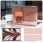 mpmpssss Compatible with MacBook Air 13 Inch Case 2022 2021 2020 Release A2337 M1 A2179 A1932 Touch ID Plastic Hard Shell+2 Keyboard Cover, Screen Protector Plating Glitter Shiny, Rose Gold