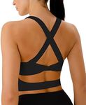 JOYSPELS Sports Bras for Women Extra Comfort Criss-Cross Back Padded Workout Tops for Women Medium Support Black