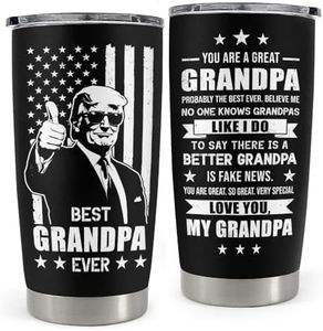 wowcugi Best Grandpa Ever Tumbler 20oz, Trump Grandpa Gifts for Birthday Christmas Fathers Day, Father Cup Stainless Steel Coffee Travel Mug, Presents for Papa Grandfather from Granddaughter Grandson