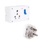 COMBO - MICA MCB - Socket Combined Box 32 AMP With Indicator - Polycarbonate Qty - 1 (White) + MICA 3 Pin Plug 16 AMP Fusion With Indicator - Polycarbonate Qty - 1 (White)