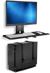 Mount-It! Monitor and Keyboard Wall Mount with CPU Holder, Height Adjustable Standing VESA Keyboard Tray, 25 Inch Wide Platform with Mouse Pad (MI-7919)