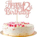 ZHUOWEISM 1 PCS Happy 12th Birthday Cake Topper Glitter Hello 12 Cheers to 12 Years Sweet 12 Cake Pick for Twelve 12th Birthday Party Decorations Supplies Rose Gold