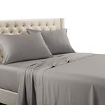 Royal Tradition Split-King Size 600 Thread Count Solid Grey Sheet Set 100% Cotton 4pc Bed Sheet Set (Deep Pocket) 600TC