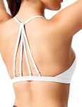 YEOREO Workout Sports Bras for Women Padded Backless Gym Bra Lorelie Light Impact Strappy Criss Cross Yoga Crop Top White XS