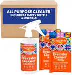 Truly Free Everyday Cleaner - Multipurpose Cleaner Spray, Kitchen Counter Cleaner, Natural Cleaning Products, Multi-Surface Household Solution, 1 Empty Bottle Spray (16oz) & 2 Refills (3oz Each)