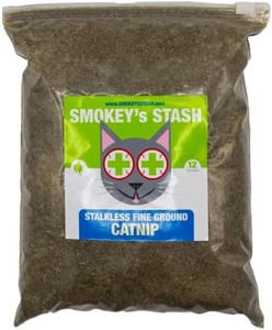 Smokey's Stash Catnip Stalkless Dried Ground Premium Bulk 12 Ounce Bag Strong Cat nip for Cats