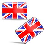 2 x 3D Domed Silicone Stickers Decals UK Union Jack National United Kingdom Great Britain Flag Car Motorcycle Helmet F 32