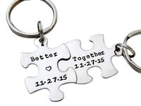 SIlver Valley Two Set Puzzle Keychain Customised Personolised Name Keyring Stylish Couple Gift for Girlfriend Boyfriend Available in Four Colors (Silver)