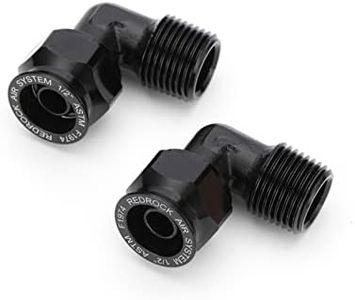 Redrock Performance 1/2 inch Equal Elbow 90° Air System Piping Fittings with 3/8" Male NPT Thread, Aluminum Black Compressed Air Line Fitting for 1/2" ID (16mm OD) Tubing Shop Air Line Kit, 2 Pack