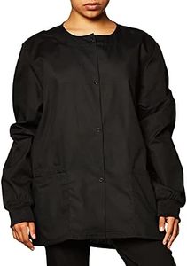 Cherokee Snap Front Workwear Originals Scrub Jackets for Women 4350, S, Black, Black, Small