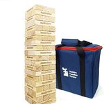 Jac & Mok Jumbo Tumble Tower Game | 60 Pieces Wooden Toppling Blocks Toys with Carrying Case | Premium Pine Wood Material (Builds from 60cm to 150cm