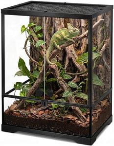 NEPTONION 32 Gallon Professional Glass Terrarium 18"x18"x24" Durable Reptile Habitat Tank with Heat Resistant Aluminum Alloy Frame, Dual Front Swinging Doors for no Jam by Sand and Other Debris