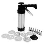 Cookie Press，Made Of Stainless Steel， Cookie Press Gun with 8 Discs Molds & 8 Icing Nozzles Tips for Home DIY，Biscuit Maker and Decoration