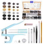 Rustark 90 Sets 12.5mm 6 Colors Leather Snap Fasteners Kit with Snap Pliers and Setting Tools, Metal Snap Button Press Stud Clothing Snap Assortment Kit for Leather, Clothes, Jackets, Jeans, DIY Craft