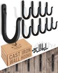 Railroad Spike Cast Iron Hooks (10 Pack) Handmade Blacksmith, Wall Mounted, Farmhouse Decorative Cast Iron Wall Hooks, Vintage Hooks for Hanging Coats, Bags or Pots in Pantry (Black)