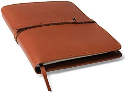 Theodore A5 Leather Journal Cover-Premium Leather Cognac Brown - Padfolio Fits A5 5.5x9” Notebook, iPad Mini Tablet - Card, Pen Holder, Bookmark, Phone Pocket- Fits Moleksine Notebooks L, Field Notes