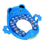 FLIPZON Premium Baby Cushioned Potty Seat with Easy Grip Handles and Comfortable Seat / Toilet Seat with Handle for Kids / Suitable for Baby Boy/Girl (Blue), Plastic