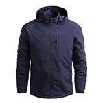 jackets for men uk winter Outdoor Jacket Mens Big and Tall Waterproof Cycling Jacket Hooded Windbreaker Jacket Lightweight Outdoor Windproof Waterproof Jackets Casual Rain Coat(Dark Blue,XXL)