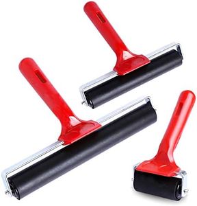UCEC 3 PCS Rubber Rollers, Durable Hard Rubber Brayer Rollers for Crafting, Glue Roller Paint Brush for Printmaking Stamping Gluing, Anti Skid Tape Construction (2.4”, 5.9”, 7.9”)