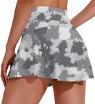 PINSPARK Tennis Skirts for Women Golf Skorts Athletic Mini Summer Skirts Workout Running Shorts with Pockets,Grey Camo X-Small