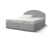 Backcarebeds Majestic Twin (6Ft Super King) Electric Adjustable Bed Comes with Memory Foam Mattress & Quiet Motors | Mobility Beds | Headboard 1A in Woven Ash Colour